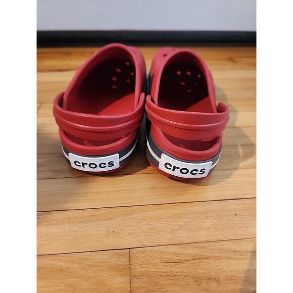 Crocs Unisex Crocband Clog Sandals Red Grey Size Men 5 | Women 7 - Picture 5 of 7